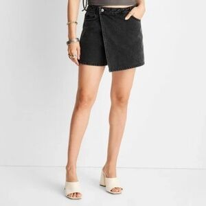 NWT Asymmetrical Denim Mini Skort - Future Collective with Alani Noelle Sz 2
